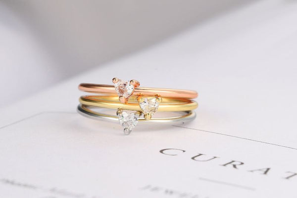 Simple Fashion Heart-Shaped Thin Rings For Women