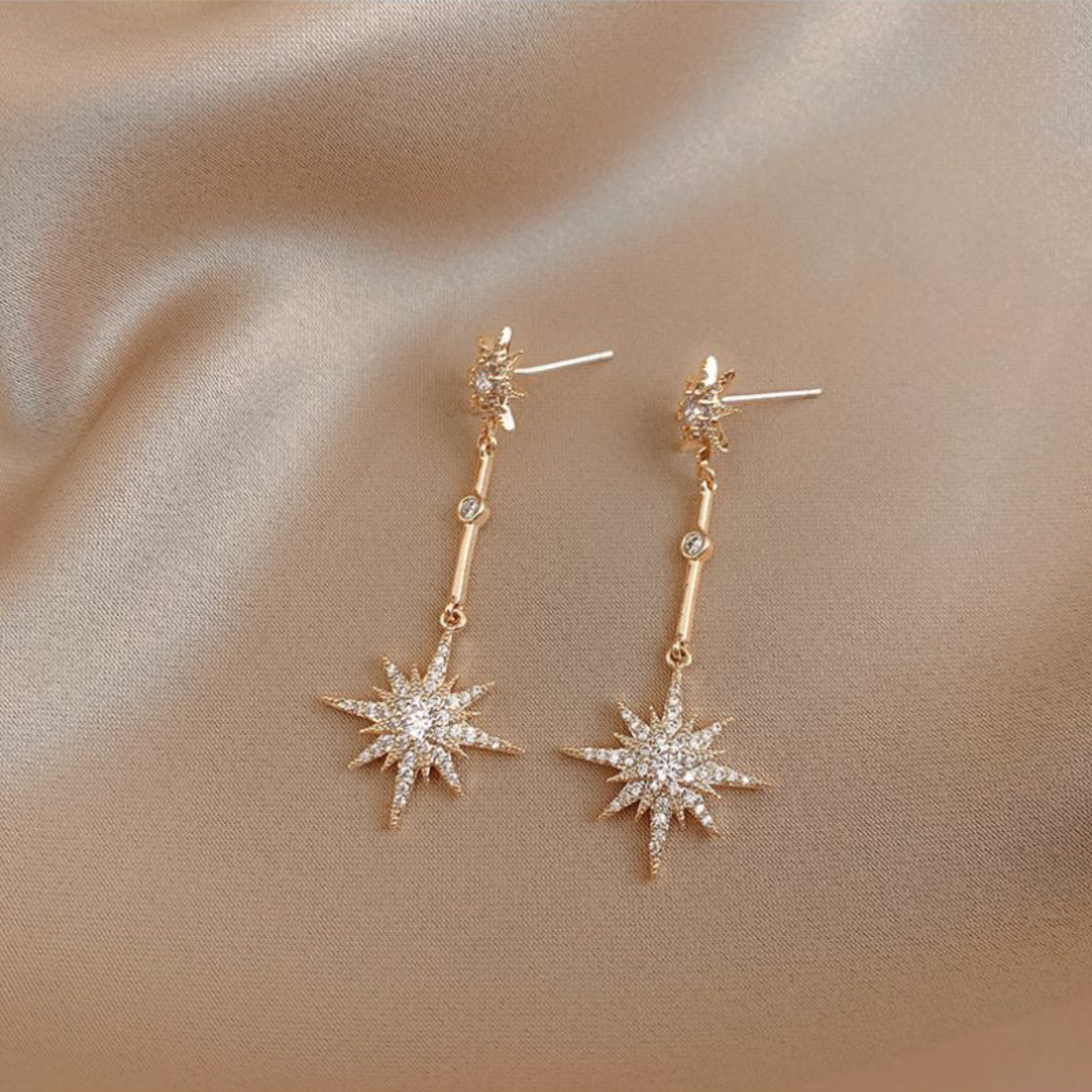 Crystal Star Long Earrings